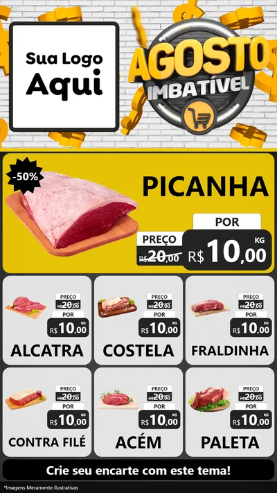 Modelo de Rede Social para Stories com o tema Agosto imbatível para Açougue