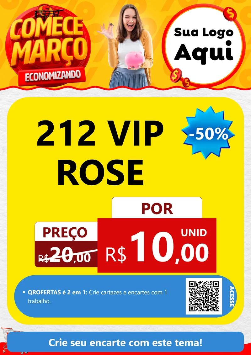 Modelo de Cartaz para Cartaz A4 Vertical com o tema Comece Março Economizando para Perfumes