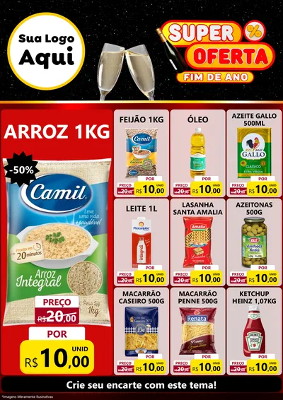 Modelo de Encarte para Encarte A4 Vertical com o tema Super Oferta Fim de Ano para Supermercado