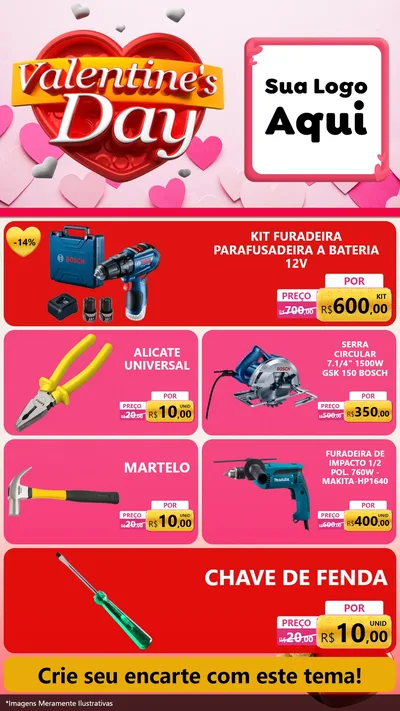 Modelo de TV para TV Vertical com o tema Valentine's Day para Maquinas e Ferramentas
