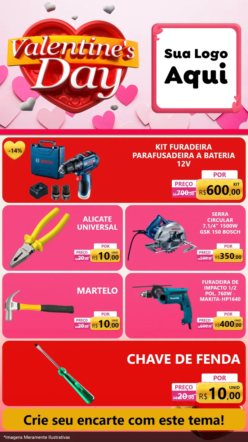 Modelo de TV para TV Vertical com o tema Valentine's Day para Maquinas e Ferramentas