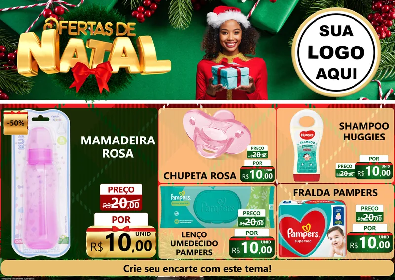Modelo de Encarte para Encarte A4 Horizontal com o tema Ofertas de Natal para Bebês