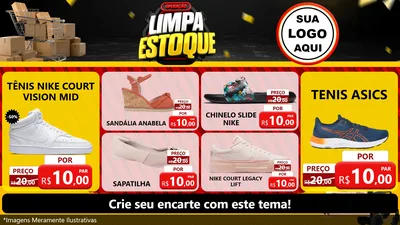 Modelo de TV para TV Horizontal com o tema Operação Limpa Estoque para Calçados