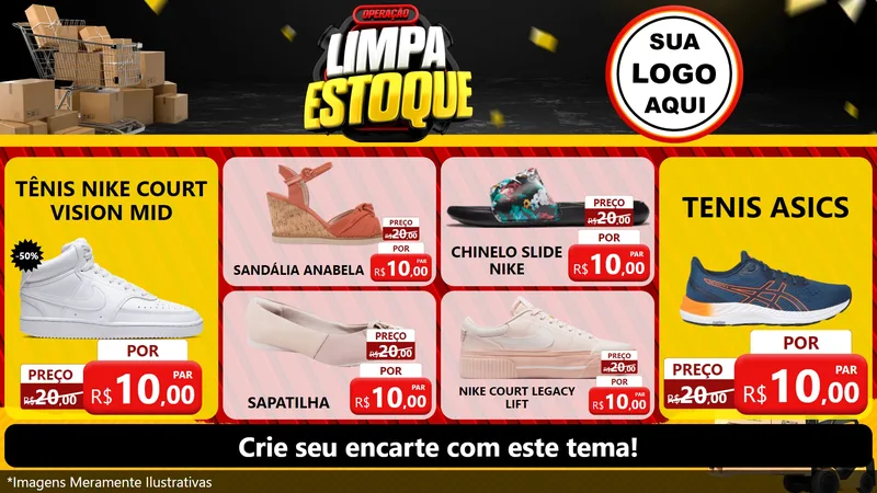 Modelo de TV para TV Horizontal com o tema Operação Limpa Estoque para Calçados