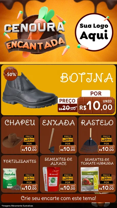 Modelo de Rede Social para Stories com o tema Cenoura Encantada - Páscoa para Agropecuária