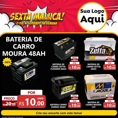 Modelo de Rede Social para Feed Facebook com o tema Sexta Maluca! para Baterias Elétricas