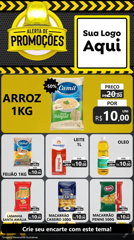 Modelo de Rede Social para Stories com o tema Alerta de Promoções para Supermercado