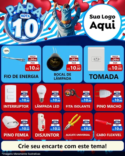 Modelo de Rede Social para Feed Instagram com o tema Papai Nota 10 para Materiais Elétricos