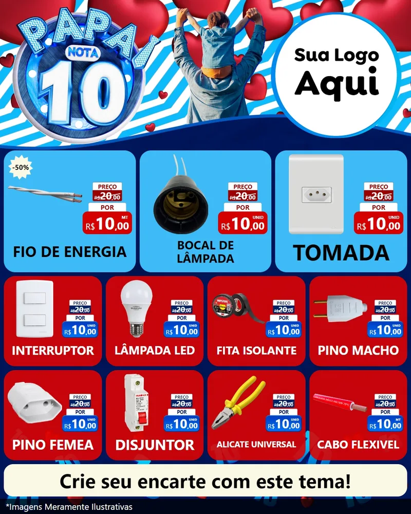 Modelo de Rede Social para Feed Instagram com o tema Papai Nota 10 para Materiais Elétricos