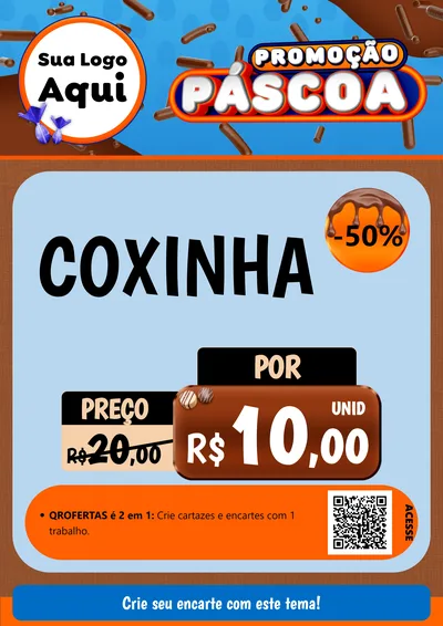 Modelo de Cartaz para Cartaz A4 Vertical com o tema Promoção Páscoa para Salgadaria