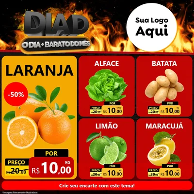 Modelo de Rede Social para Feed Facebook com o tema Dia D, O Dia Mais Barato Do Mês para Hortifrúti