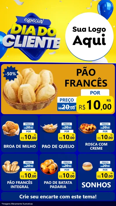 Modelo de Rede Social para Stories com o tema Especial Dia do Cliente para Padaria