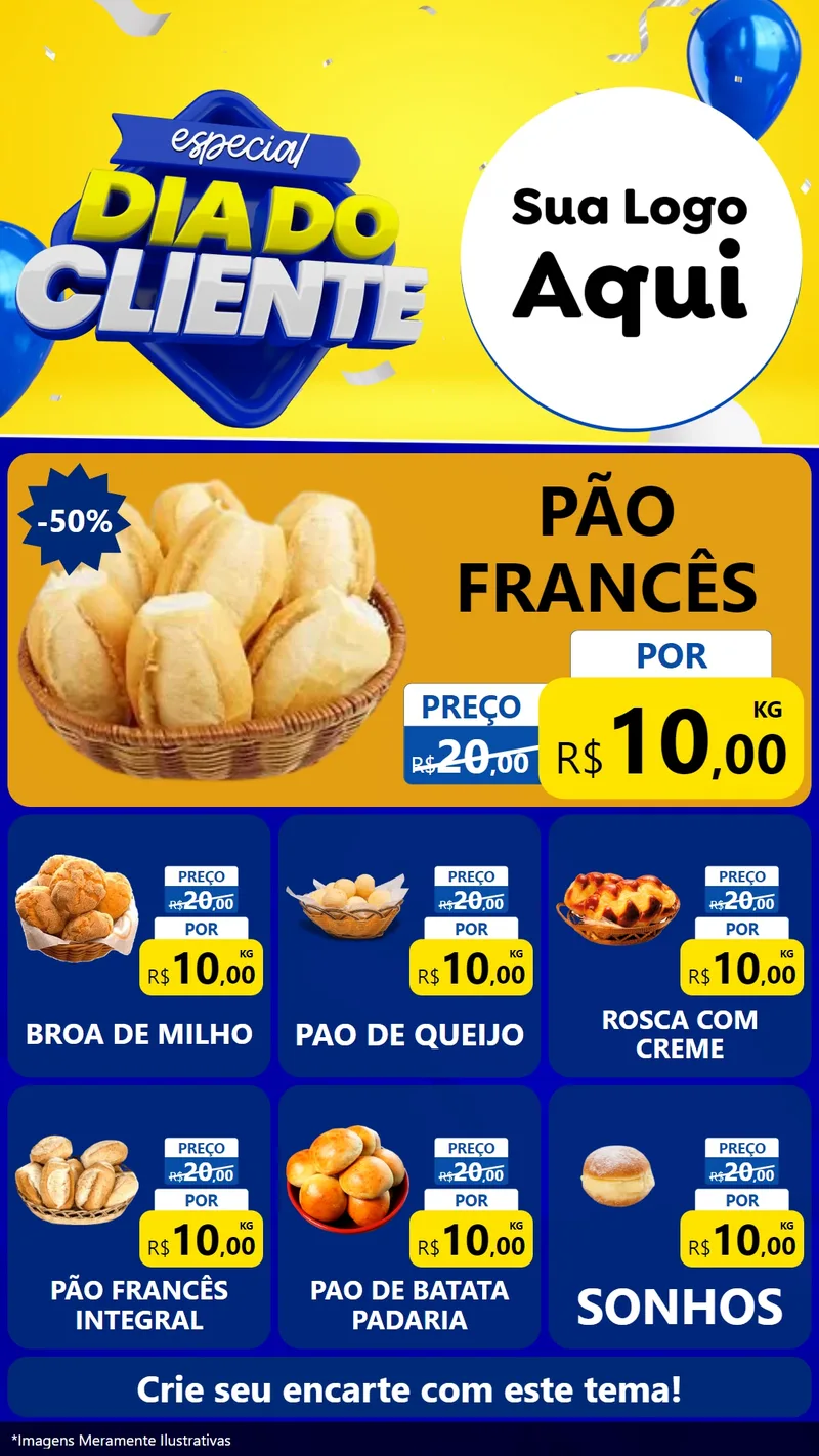 Modelo de Rede Social para Stories com o tema Especial Dia do Cliente para Padaria