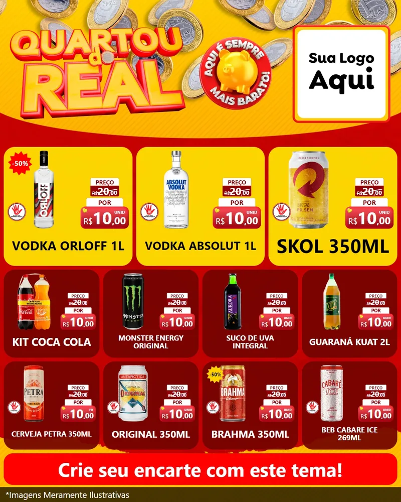 Modelo de Rede Social para Feed Instagram com o tema Quartou do Real para Distribuidora de bebidas