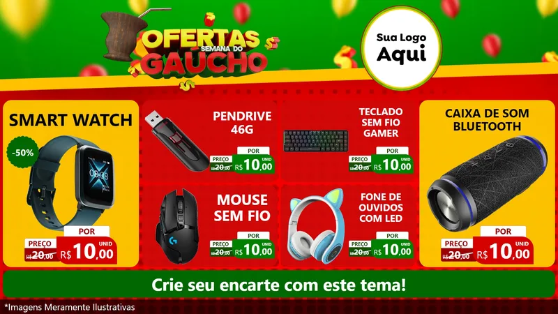 Modelo de TV para TV Horizontal com o tema Ofertas Semana Do Gaúcho para Informática