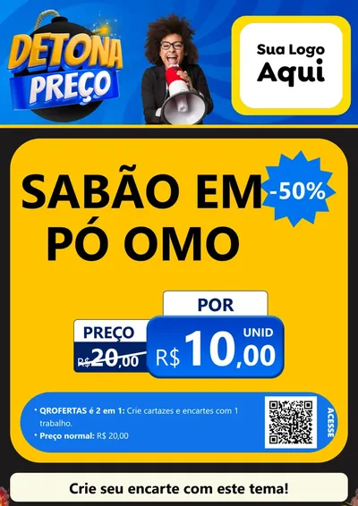 Modelo de Cartaz para Cartaz A4 Vertical com o tema Detona Preços para Produtos de Limpeza