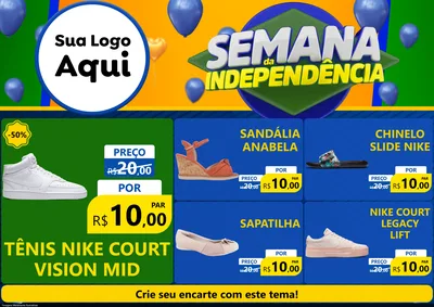 Modelo de Encarte para Encarte A4 Horizontal com o tema Semana da Independência para Calçados