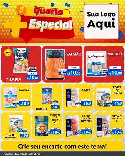 Modelo de Rede Social para Feed Instagram com o tema Quarta Mais Especial para Peixaria