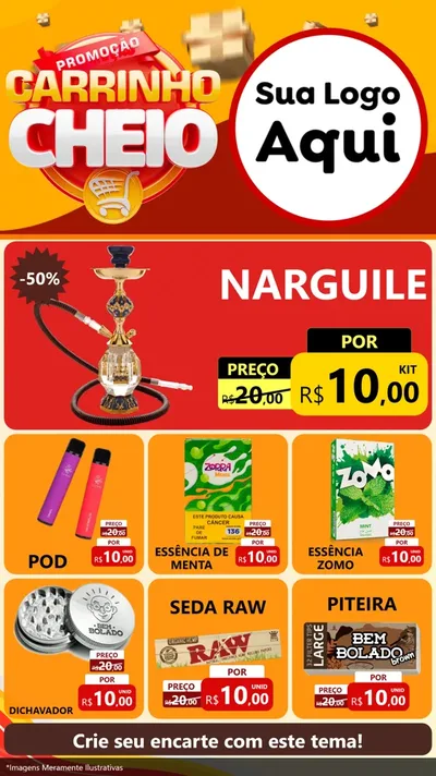 Modelo de Rede Social para Stories com o tema Promoção carrinho cheio para Tabacaria