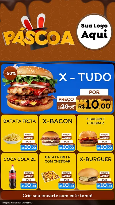 Modelo de Rede Social para Stories com o tema Páscoa para Hamburgueria