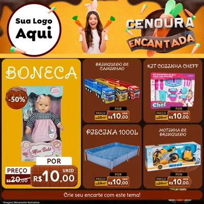 Modelo de Rede Social para Feed Facebook com o tema Cenoura Encantada - Páscoa para Brinquedos