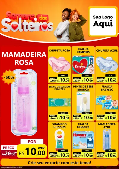 Modelo de Encarte para Encarte A4 Vertical com o tema Semana dos Solteiros para Bebês