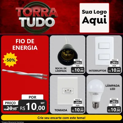 Modelo de Rede Social para Feed Facebook com o tema Torra Tudo para Materiais Elétricos