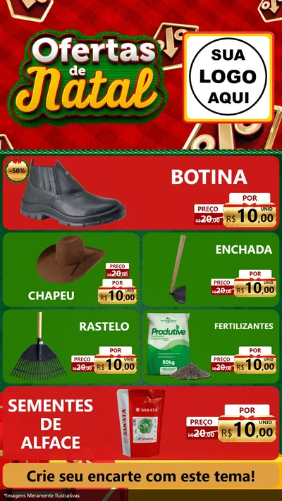 Modelo de TV para TV Vertical com o tema Ofertas de Natal para Agropecuária