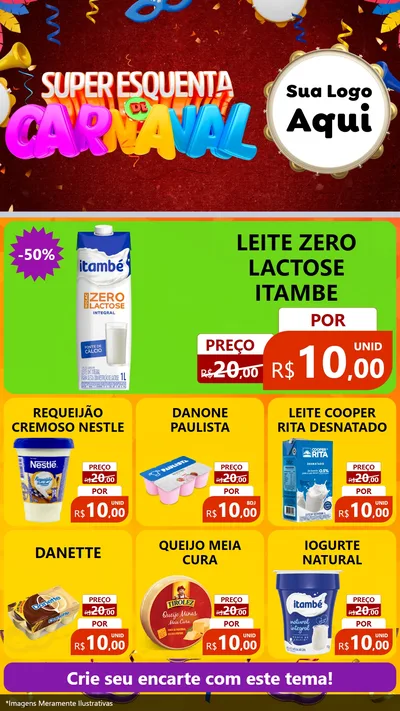 Modelo de Rede Social para Stories com o tema Super Esquenta de Carnaval para Frios e Laticínios