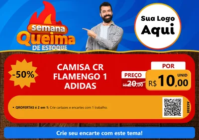 Modelo de Cartaz para Cartaz A4 Horizontal com o tema Semana Queima de Estoque para Roupas e acessórios