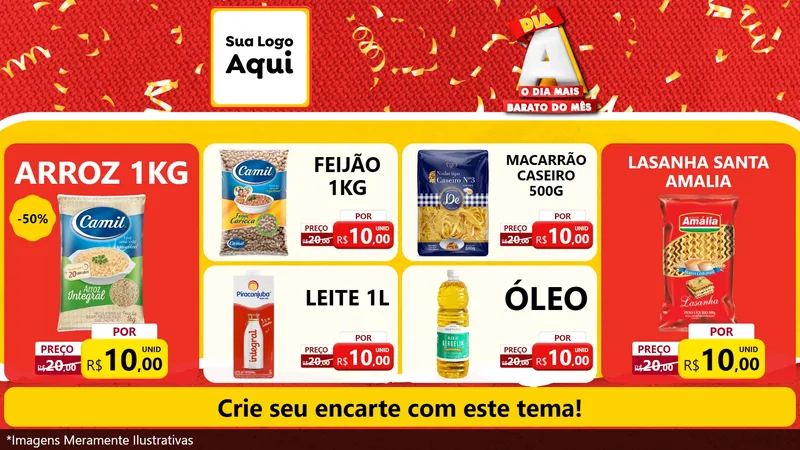 Modelo de TV para TV Horizontal com o tema Dia A o Dia Mais Barato do Mês para Supermercado