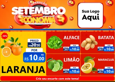 Modelo de Encarte para Encarte A4 Horizontal com o tema Operação Setembro Com Muita Economia para Hortifrúti