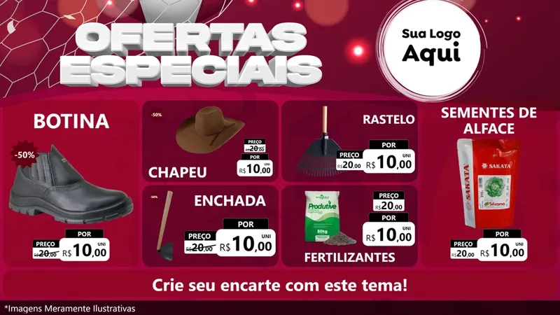 Modelo de TV para TV Horizontal com o tema Ofertas Especiais - Futebol para Agropecuária