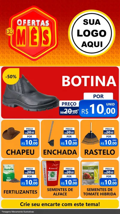 Modelo de Rede Social para Stories com o tema Ofertas do Mês para Agropecuária