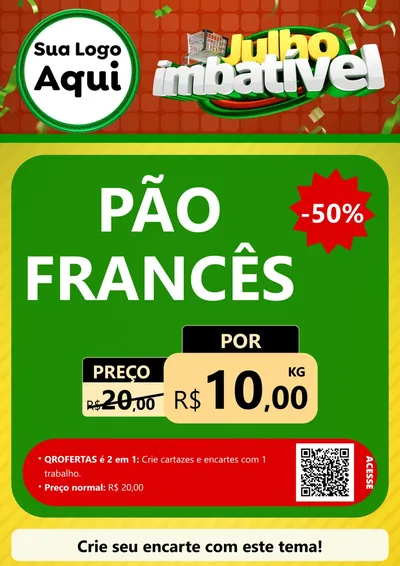 Modelo de Cartaz para Cartaz A4 Vertical com o tema Julho Imbatível para Padaria