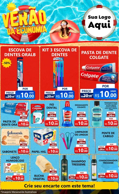 Modelo de Encarte para Encarte Grande com o tema Verão da Economia para Higiene Pessoal