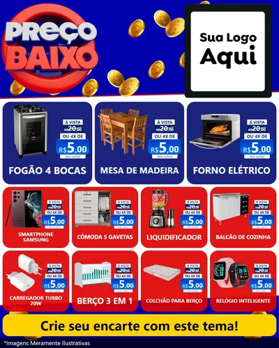 Modelo de Rede Social para Feed Instagram com o tema Preço Baixo para Móveis e Eletro