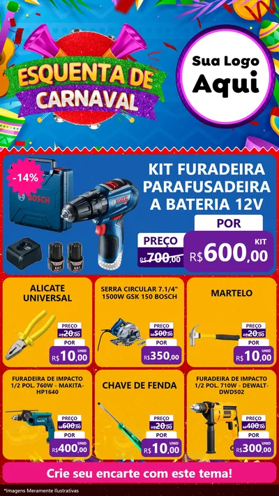 Modelo de Rede Social para Stories com o tema Esquenta de Carnaval para Maquinas e Ferramentas
