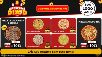 Modelo de TV para TV Horizontal com o tema Ofertas Dia D para Pizzaria