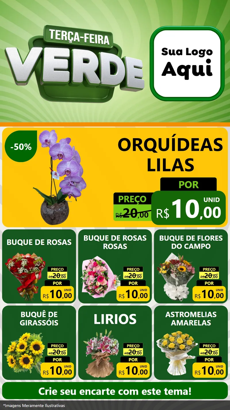 Modelo de Rede Social para Stories com o tema Terça - Feira Verde para Floricultura e jardim