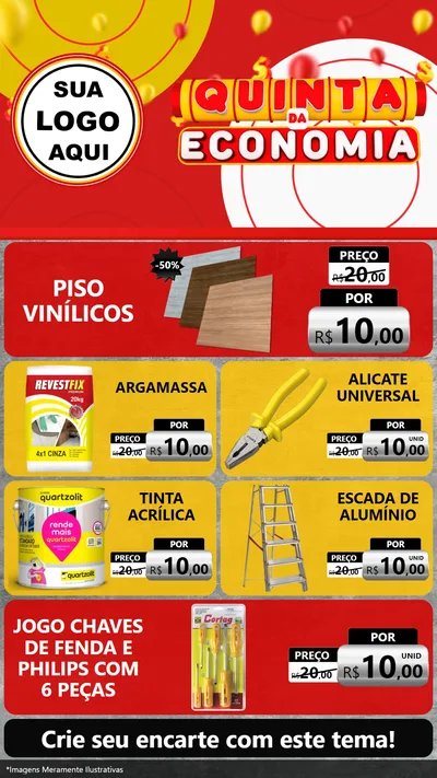 Modelo de TV para TV Vertical com o tema Quinta da Economia para Material para Construção