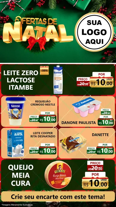 Modelo de TV para TV Vertical com o tema Ofertas de Natal para Frios e Laticínios