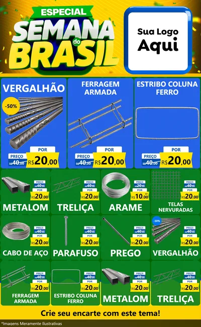 Modelo de Encarte para Encarte Grande com o tema Especial Semana do Brasil para Ferragens