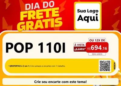 Modelo de Cartaz para Cartaz A4 Horizontal com o tema Dia do Frete Grátis para Concessionaria de Motos