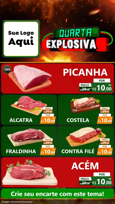 Modelo de TV para TV Vertical com o tema Quarta Explosiva para Açougue