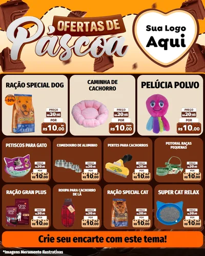 Modelo de Rede Social para Feed Instagram com o tema Ofertas de Páscoa para Pet Shop