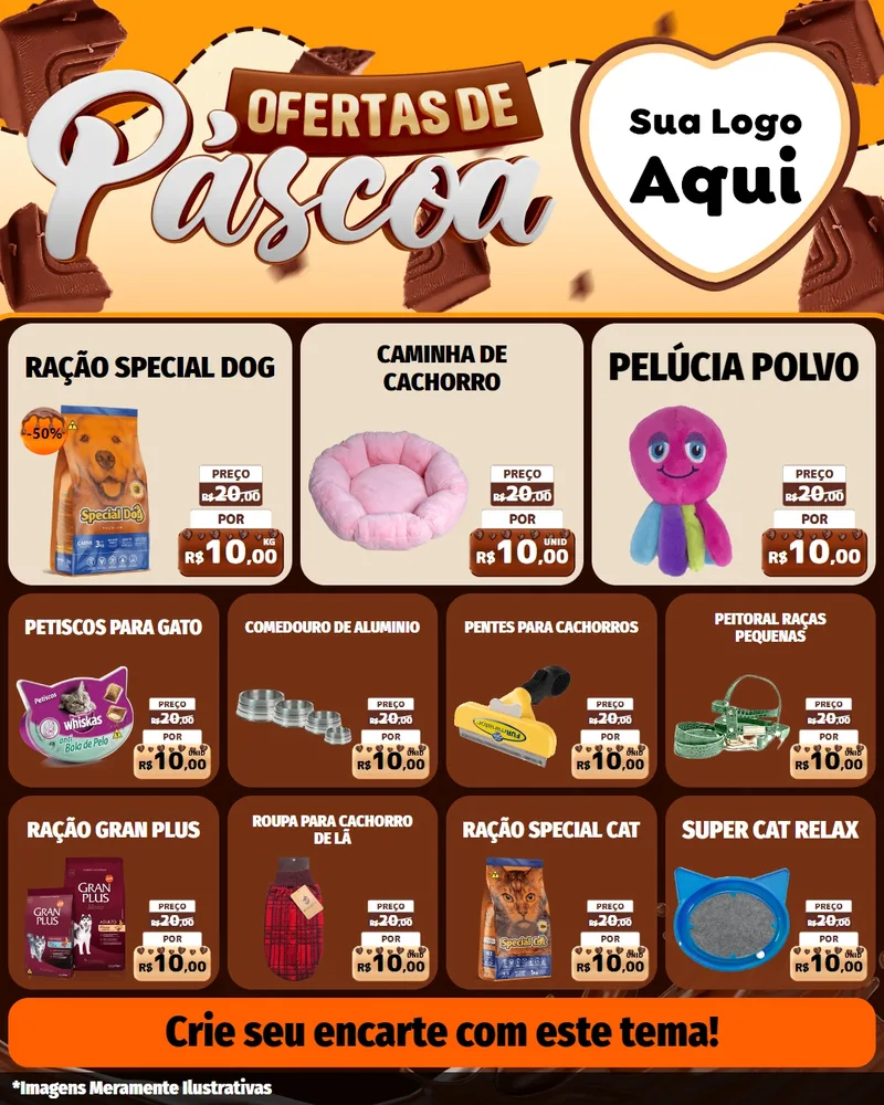 Modelo de Rede Social para Feed Instagram com o tema Ofertas de Páscoa para Pet Shop