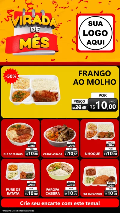 Modelo de Rede Social para Stories com o tema Virada de Mês para Restaurante