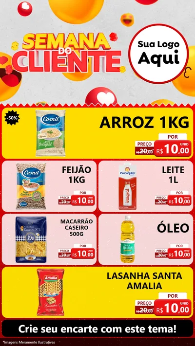 Modelo de TV para TV Vertical com o tema Semana do Cliente para Supermercado