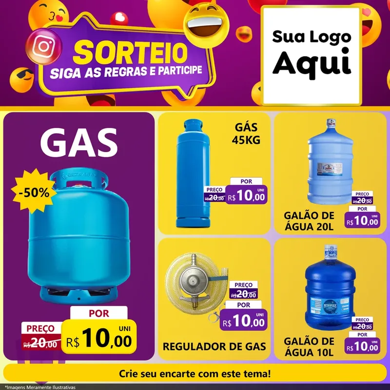 Modelo de Rede Social para Feed Facebook com o tema Sorteio para Água e gás